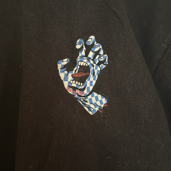 Black Santa Cruz Tee with Classic Screaming Hand Checkered Graphic - Picture 4 of 7